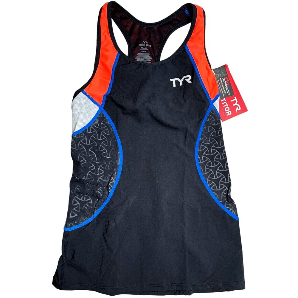 TYR Women's Competitor Tri Tank Top - Black Coral Blue - Size Small - $7224